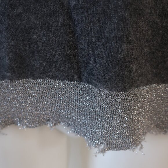 Womens RtA Charcoal Gray Metallic Silver Pure Cashmere Crew Sweater S - Picture 3 of 14